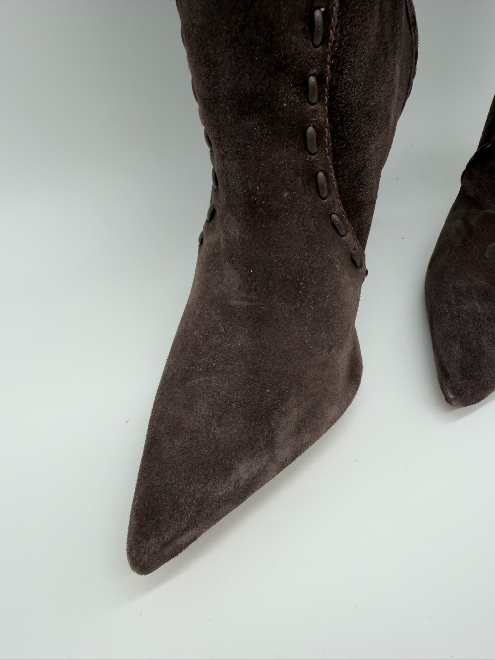 Schutz Eliana Brown Suede Western Knee-High Stiletto Boots – Size 8.5 - Picture 9 of 12